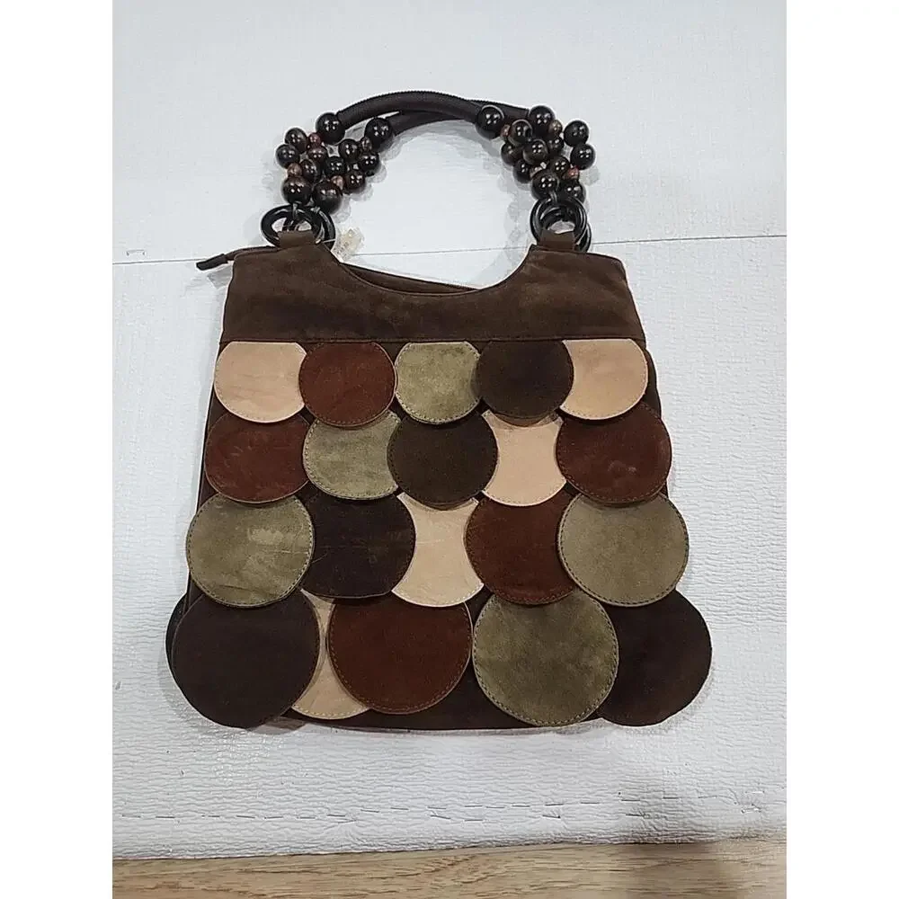 Womens Boho Aldos Faux Leather Wooden Beeded Shoulder Purse Hand Bag - Picture 9 of 9